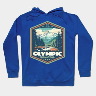 Olympic National Park Vintage WPA Style Outdoor Badge Hoodie